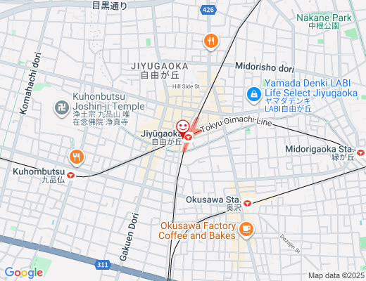 おにまる 自由が丘店（9月2日OPEN予定）の地図 - クリックで大きく表示します